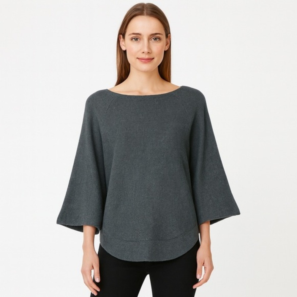 The Limited Gray Boat‎ Neck Batwing Sleeve Poncho Sweater XS/S Oversized 66-23